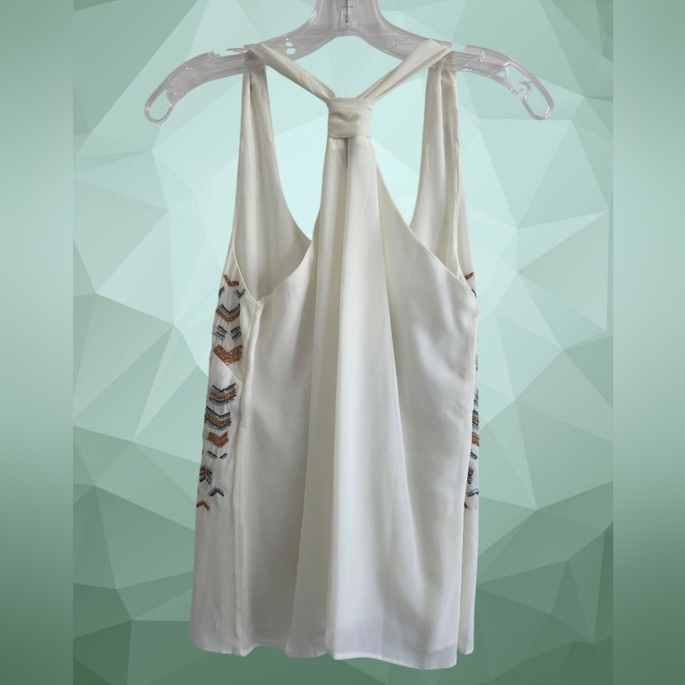 Greylin White Beaded Tank Top Size Small - Picture 2 of 6